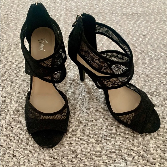 FIONI Clothing Black Lace Heels Payless  Shoes NWOT - Size 8 - Picture 10 of 11